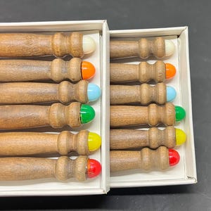 Vintage Stainless Steel Fondue Forks - MCM Color Coded Set of 12