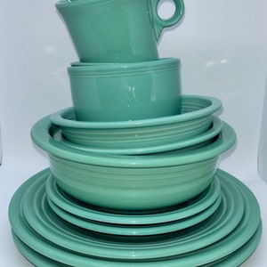 Fiesta Ware By Homer Laughlin, Sea Mist, Dinner, Luncheon And Salad Plates,  Bouillon, Medium, Jumbo Large Bowls, Mug