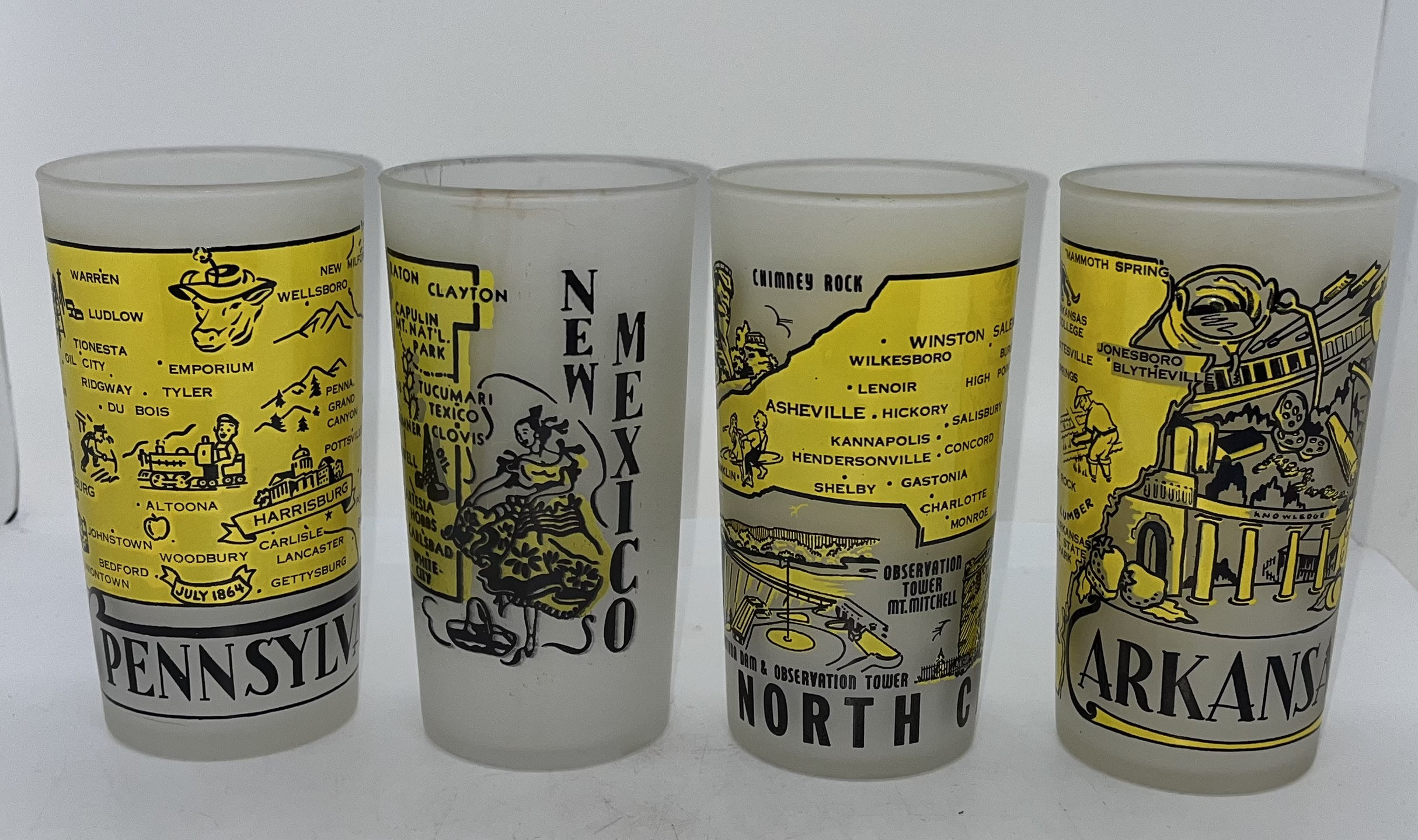 Vintage Hazel Atlas Frosted State Souvenir Glass - Retro Kitsch - Etsy