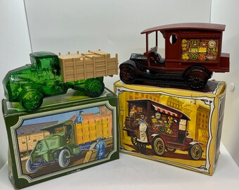 Vintage Avon Collector Bottles, Big Mack 80 HP, Windjammer After Shave, Country Vendor, Spicy After Shave, In Original Boxes, Full Bottles