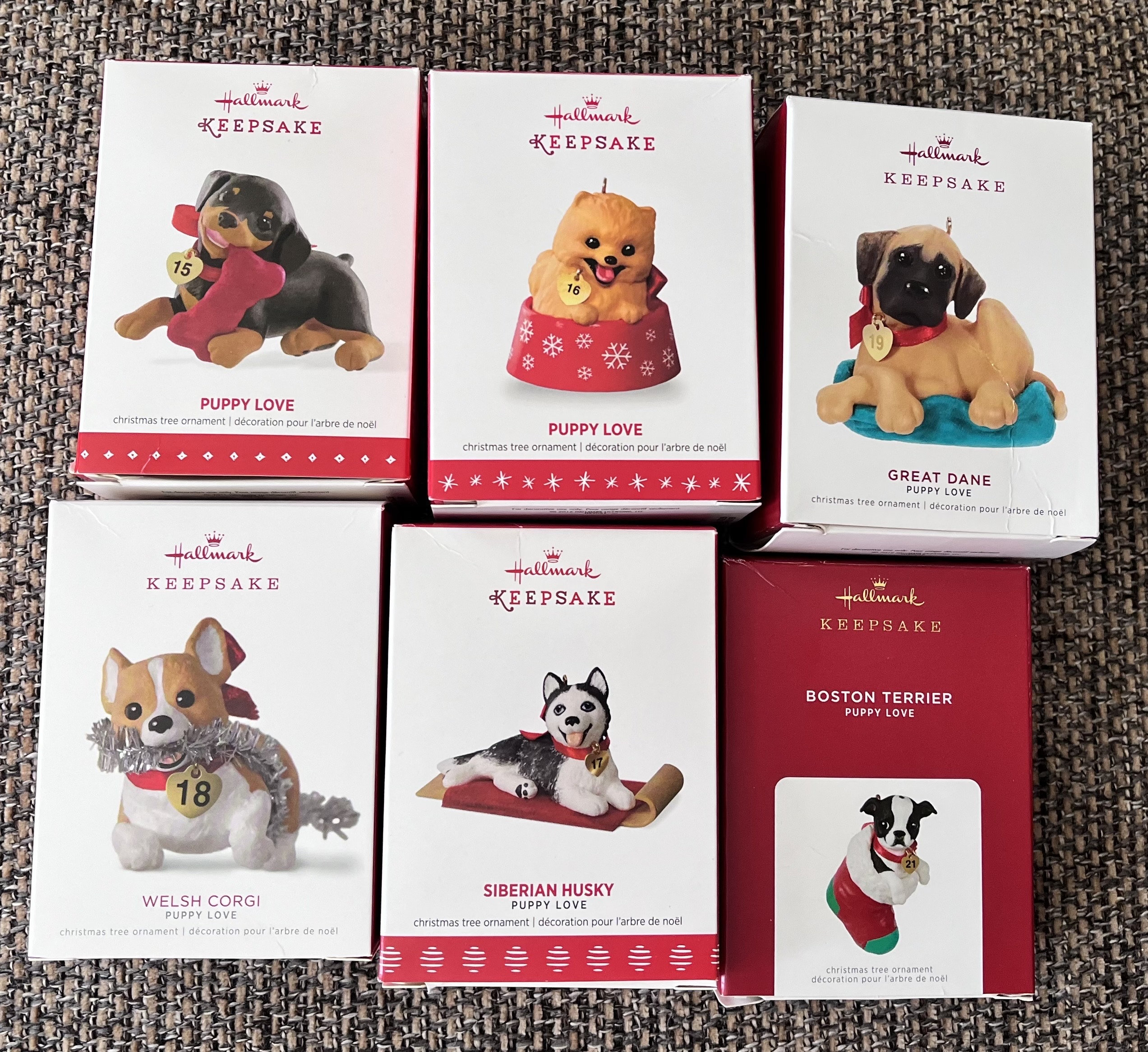 Hallmark Keepsake Christmas Ornaments Puppy Love Series Welsh Corgi Boston Terrier Great Dane Siberian Huskey Rottweiler Pomeranian Etsy