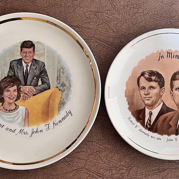 Vintage Collectable Plates, President And Mrs. John F. Kennedy, In Memoriam Robert F. Kennedy John F. Kennedy, Presidential Plates