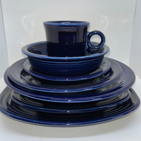 Fiesta Ware by Home Laughlin, Blue Cobalt Retired Color, Square & Round Plates, Medium Bowl, Mug, Excellent Condition, Pick Your Piece