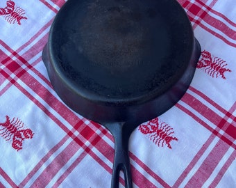 Vintage Cast Iron Skillet, 10 1/2 Inch, Y,  Unmarked, Not Restored,  2 1/4 Inch Deep, Campfire Cooking, Farmhouse Decor,