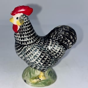 Vintage Blue Rooster Figurine: Japan Farmhouse Decor (3.5 Inches)