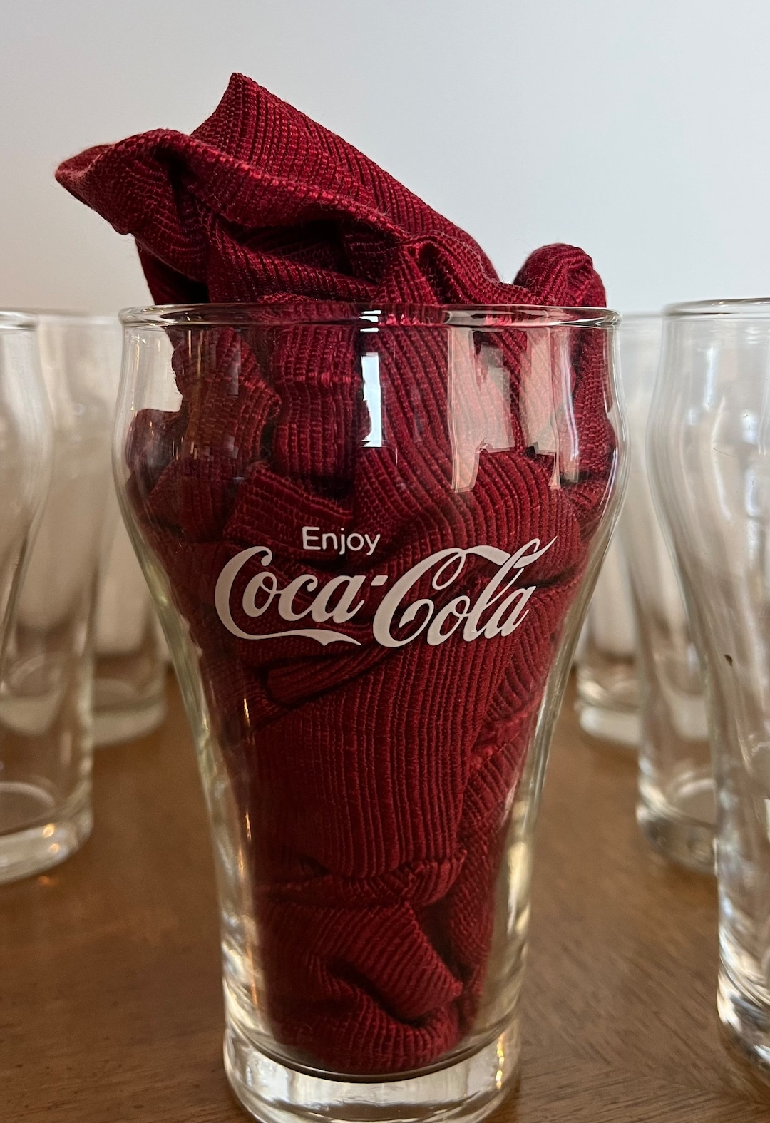 Vintage Coke Glass, Enjoy Coca Cola Glass, 8 Ounce Drinking Glass