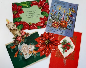 Vintage Poinsettia Christmas Cards: Mid-Century
