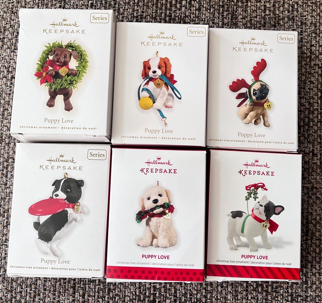 Hallmark Keepsake Christmas Ornaments, Puppy Love Series, Goldendoodle, French Bulldog