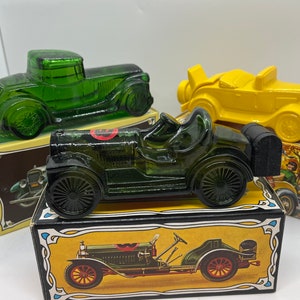 Vintage Avon Collectable Bottles Filled With Wild Country After Shave, Straight Eight, Sterling Six II, Model A, Car Bottles, Yellow Car