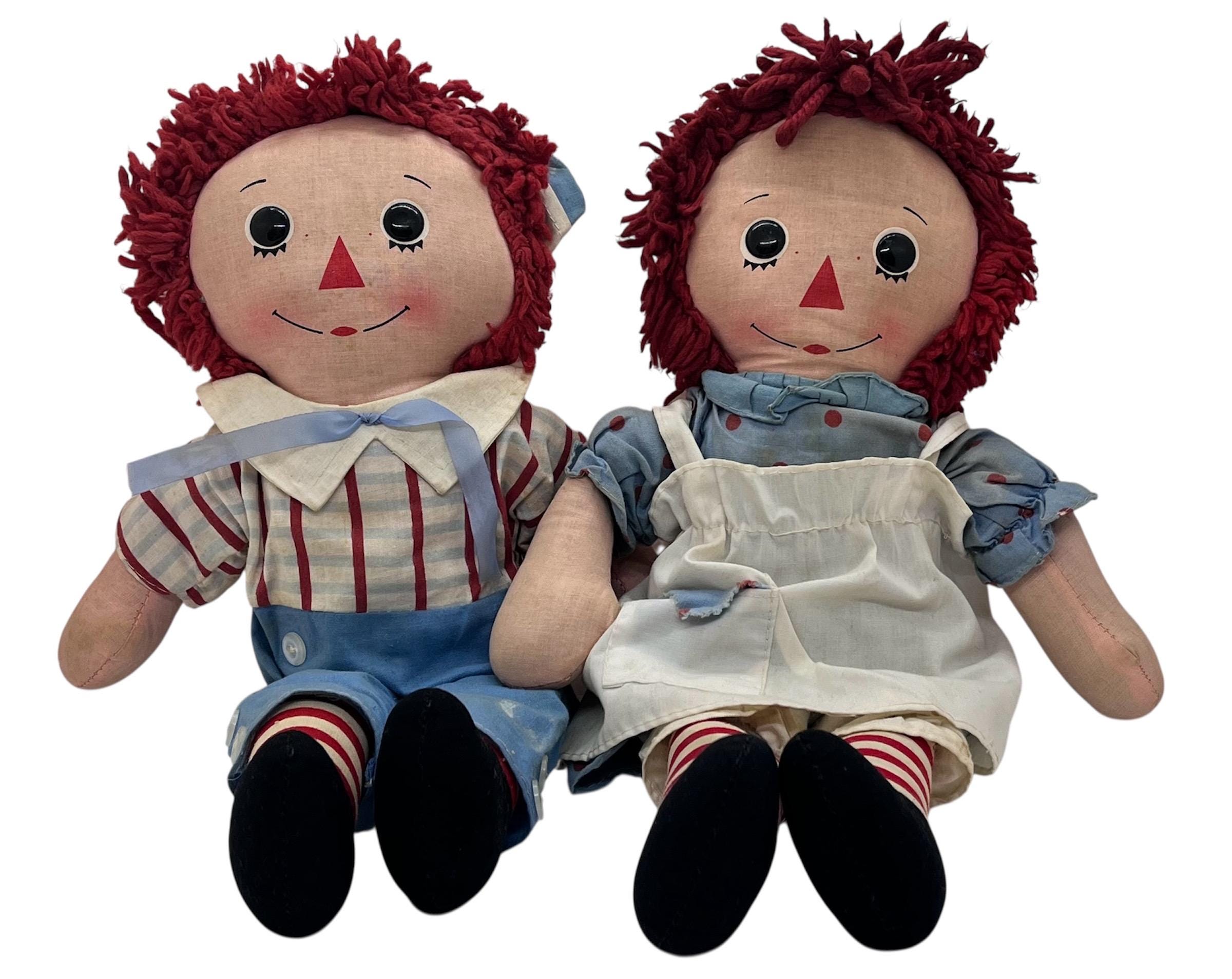 Vintage Knickerbocker Raggedy Ann and Andy: 15 Inch Dolls - Etsy