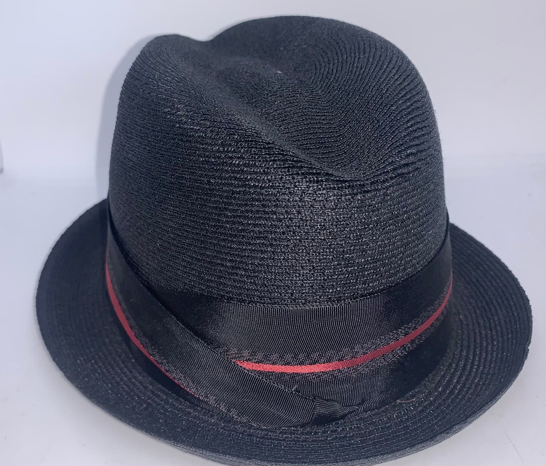 Vintage Wormser Mens Black Braid Fedora Hat in Original