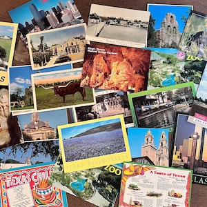 Pacchetto vintage di 20 cartoline del Texas, con timbro postale, effimeri antichi, cartoline delle vacanze, cimeli di viaggio, pubblicità