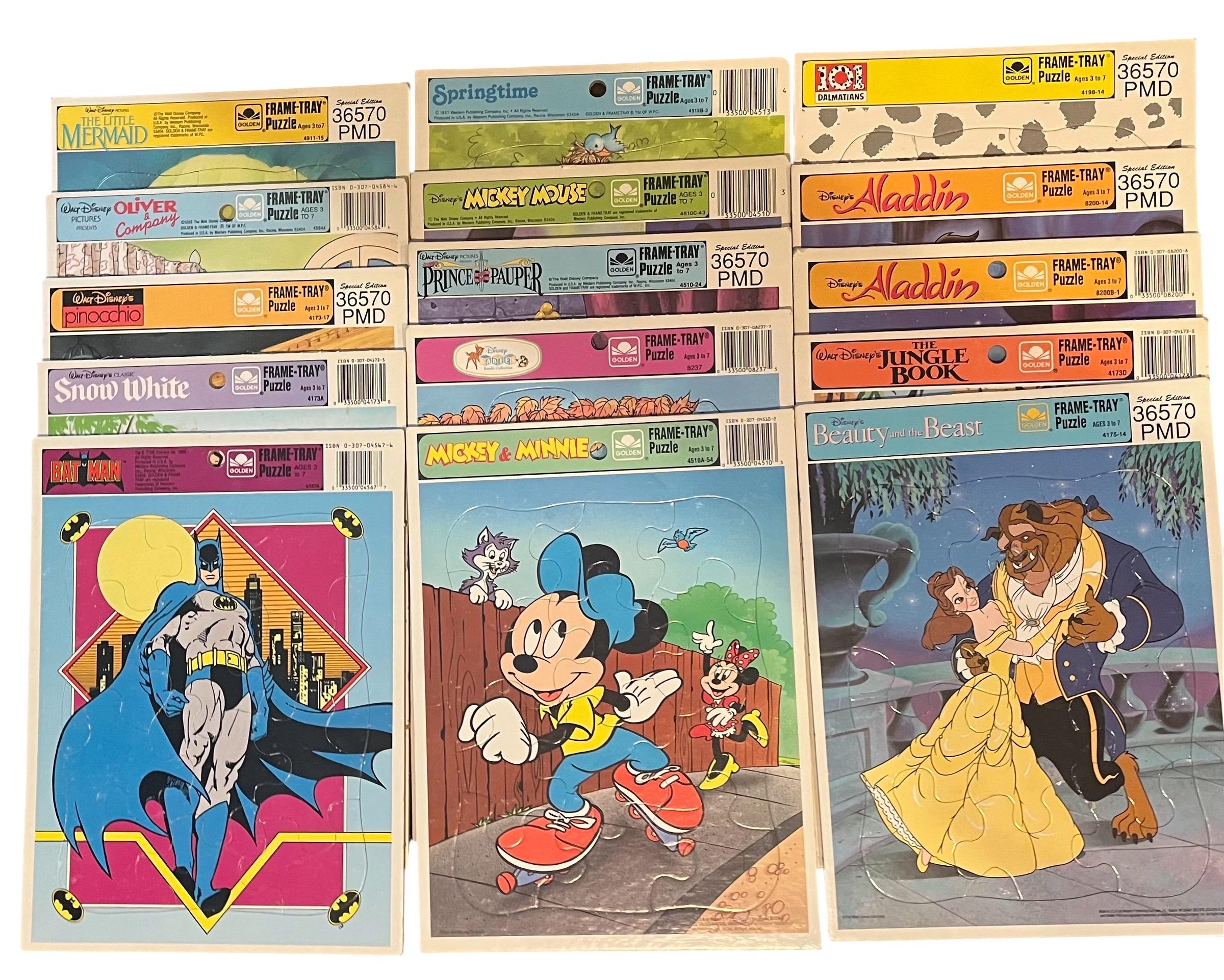 Vintage 1990's Walt Disney Golden Frame Tray Puzzles, Pick Your