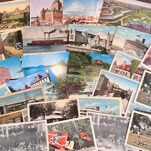 Vintage Bundle Of 50 Canadian Postcards, Postmarked, Antique Ephemera, Vacation Postcards, Travel Memorabilia, Advertising