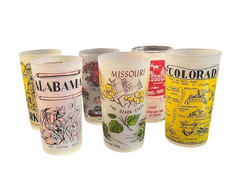 Vintage Hazel Atlas Frosted State Souvenir Glass, Your Pick