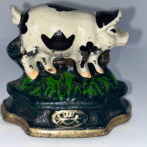 Vintage Gusseisen Schwein Türstopper: Bauernhaus Dekor, Schweine Sammler
