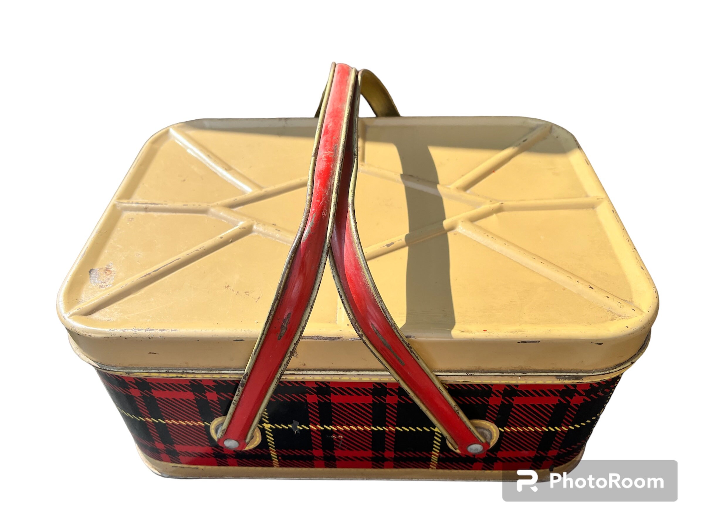 Vintage Picnic Baskets Nesco Plaid Metal Picnic Woven Picnic Etsy