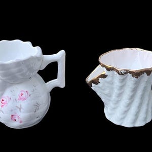 Vintage White Shaving Scuttle Mugs, 2 To Choose From