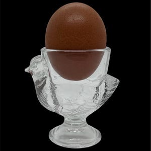 Vintage Clear Glass Chicken Egg Cups, Set Of Four Cups, Great For Display, No Chips Or Cracks, 2 3/4 Inches Tall, Farmhouse Decor,