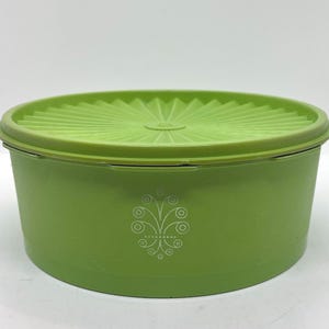 Vintage Lime Green Apple Tupperware 1204-7 Servalier Cannister, Bulk Food Pantry Storage, Retro Kitchen, 70&#39;s Kitchen, Bright Color