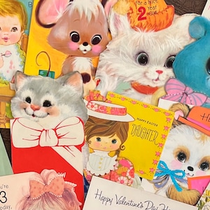 Cartões Vintage Encantadores Para Crianças, Novo Bebê, O Que É Um Livreto/Cartão De Menina, Usado Anteriormente, Cartão De Coelho Beauregard Fuge, Decoração Kitsch, 14
