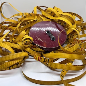 Vintage Lufkin 100 Foot Cloth Measuring Tape - Red Metal Case