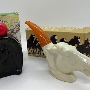 Vintage Avon Cologne Bottles, Wild Mustang Pipe Wild Country Cologne, Triple Crown, Hair Scalp Conditioner, Horse Decor, Filled, In Boxes