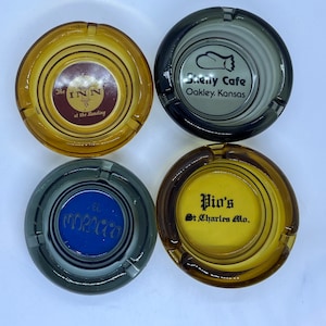 Vintage Advertising Ashtray Set: Mid-Century Bar Decor