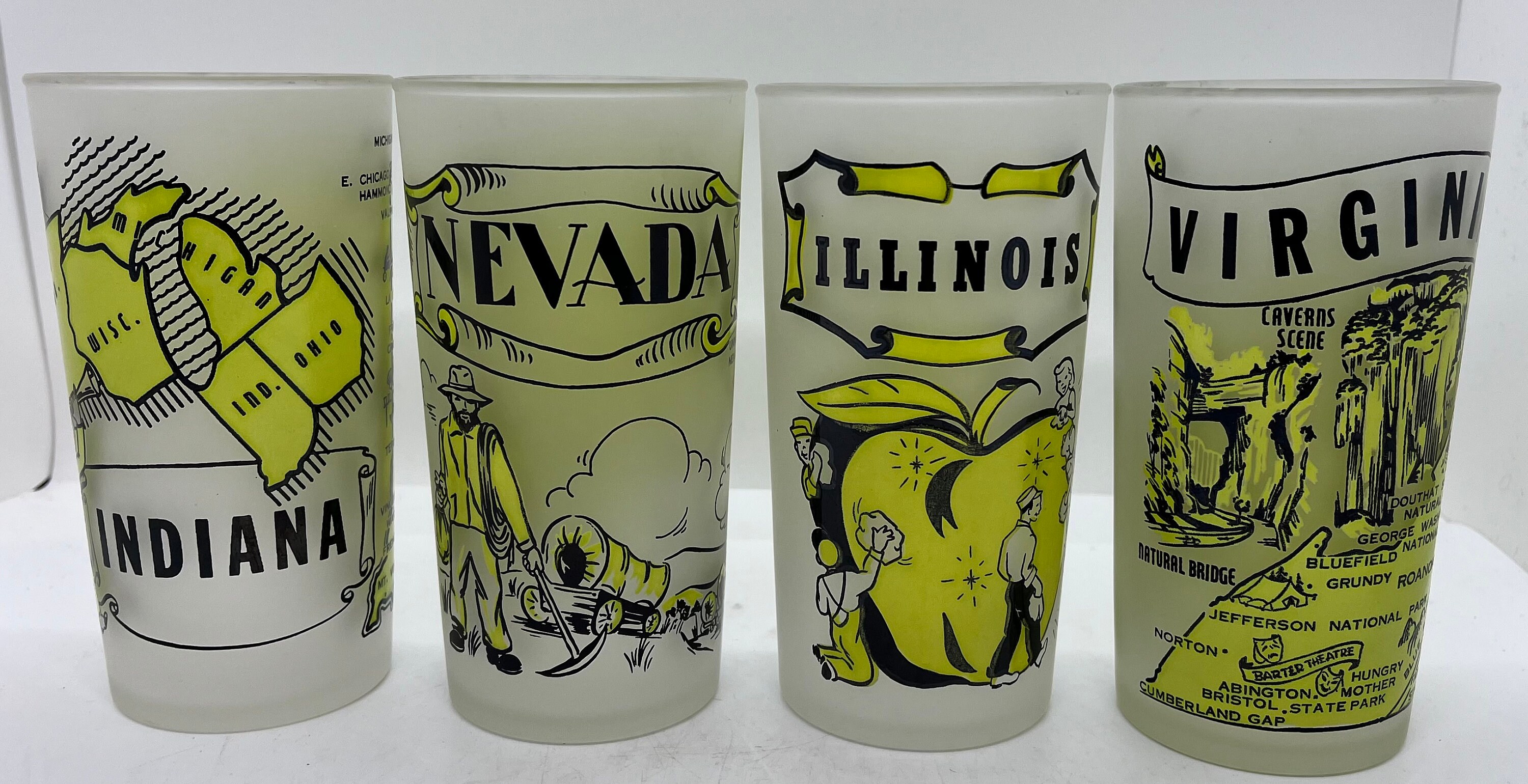 Vintage Hazel Atlas Frosted State Souvenir Glass - Retro Kitsch - Etsy