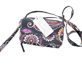 Vera Bradley Bandana Swirl All In One Crossbody Wallet Wristlet Canvas Bag