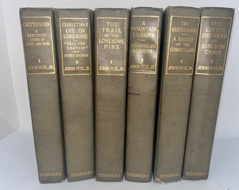 Antique Books, John Fox Jr., 1900&#39;s, Hardback Green Books, Crittenden, The Kentuckians, The Mountain Europa, A Knight Of The Cumberland ....