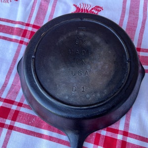 Vintage Lodge Cast Iron Skillet, Made In USA, 5 SK D1, 3 Notch, 8 Inch Iron Skillet, Not Restored, Campfire Cooking, Iron Frying Pan