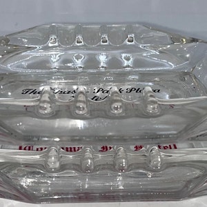 Set Of Two Vintage Advertising Ashtrays, Heavy Glass, The Chase Park Plaza Hotel St. Louis Missouri, Coachman Inn Motel Burly Idaho, Retro