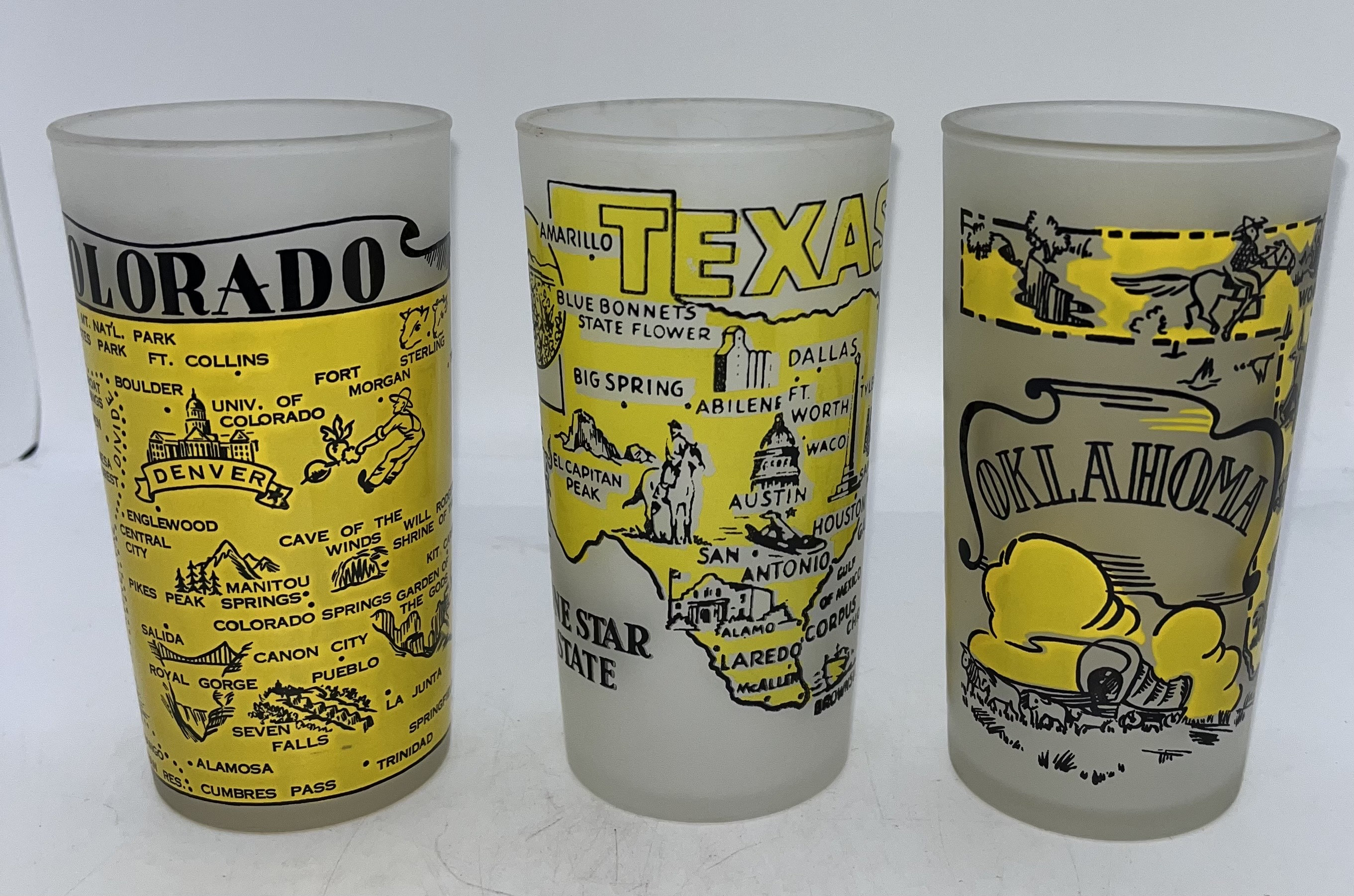 Vintage Hazel Atlas Frosted State Souvenir Glass - Retro Kitsch - Etsy