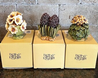 Harmony Kingdom Retired Box Figurines, Hyacinth, Rhododendron, Marsh Marigold, In Boxes