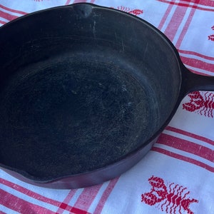 Vintage Cast Iron Skillet, No. 8, 10 5/8 Inch, 3 Inches Deep, Not Restored, No Marking, Campfire Cooking, Deep Fry Pan,
