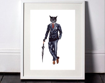 Cat the Gentleman animal art print