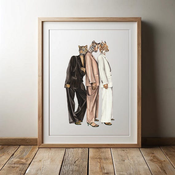 Jungle cats animal art print