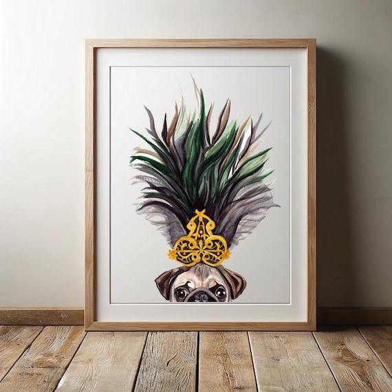 Pug with a headpiece