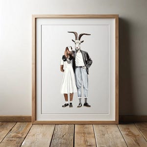 Goat couple animal art print