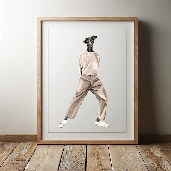 Black lab in beige