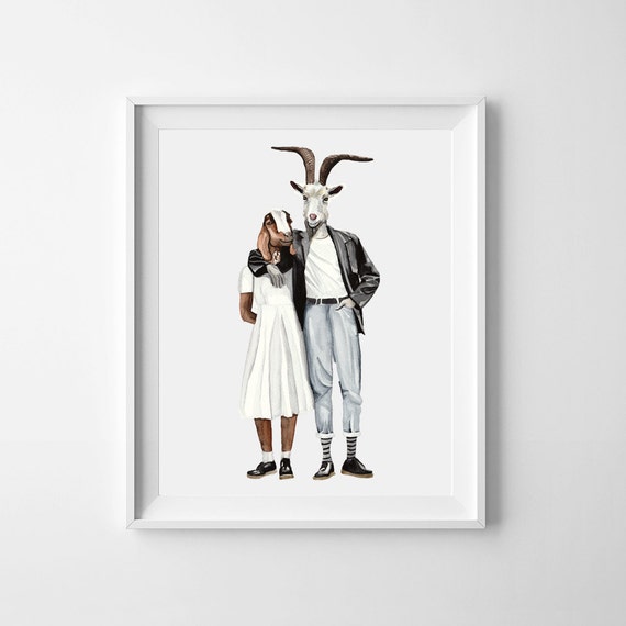 Goat Couple Animal Art Print - Etsy Goat Couple Animal Art Print - Etsy