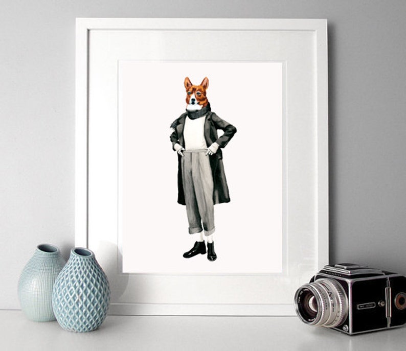 Corgi animal art print image 5