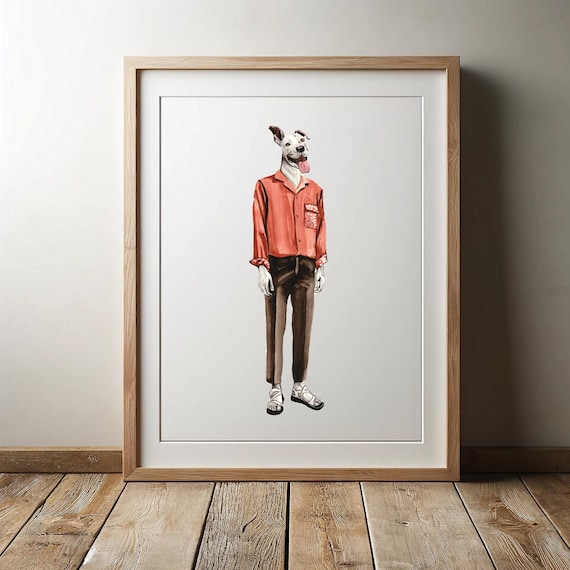 White dog animal art print