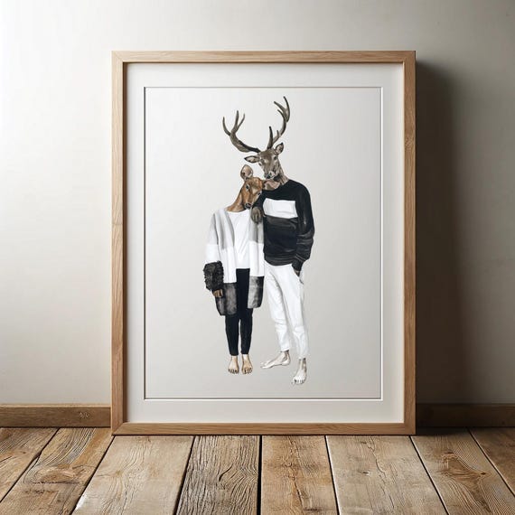 Deer and doe couple