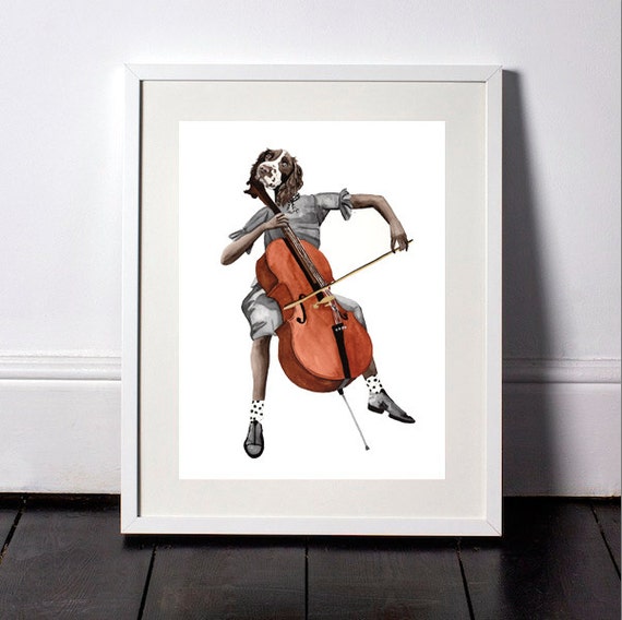Spaniel the cello player