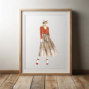 Lady cat animal art print