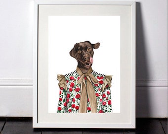 Chocolate Labrador Hundeportrait Kunstdruck