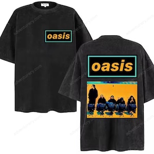 Vintage Washed Oasis Band T-Shirt for Men, Oversized Cotton Tour Tee, 90s Hip