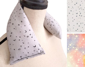 Neck Wrap Aromatherapy Skinny Wrap Moon and Stars Flannel Warm Cool Herbal Blend Flaxseed